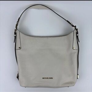MICHAEL MICHAEL KORS Bedford Belted White Pebble Leather Hobo Shoulder Bag Large